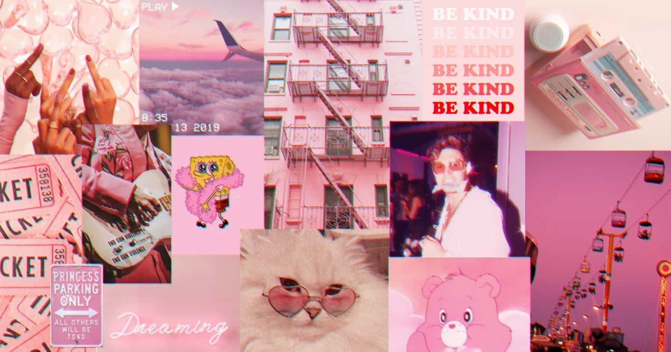 Dreamy Kawaii Pink Aesthetic Desktop Wallpaper Background
