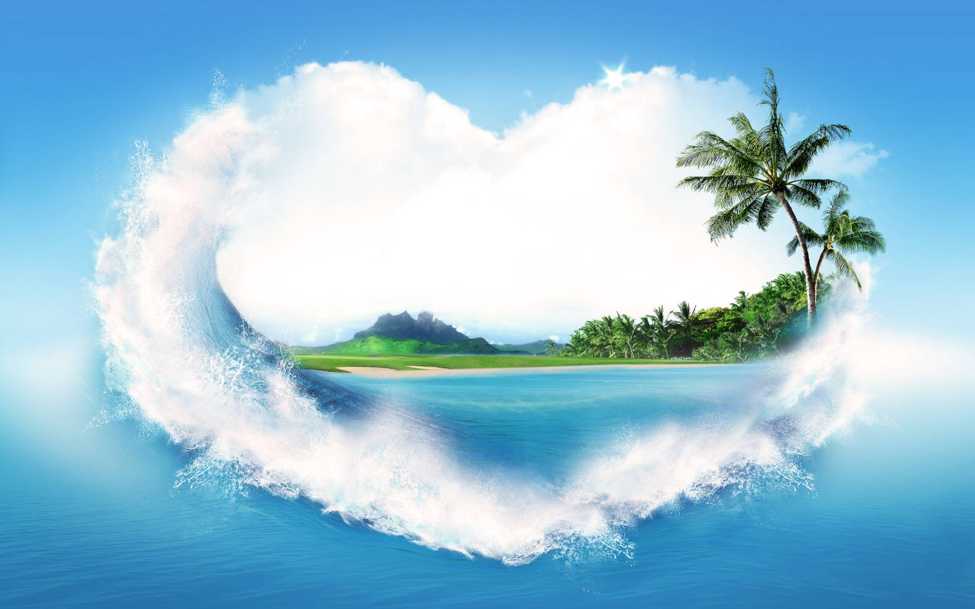 Dreamy Love Nature Waves Background