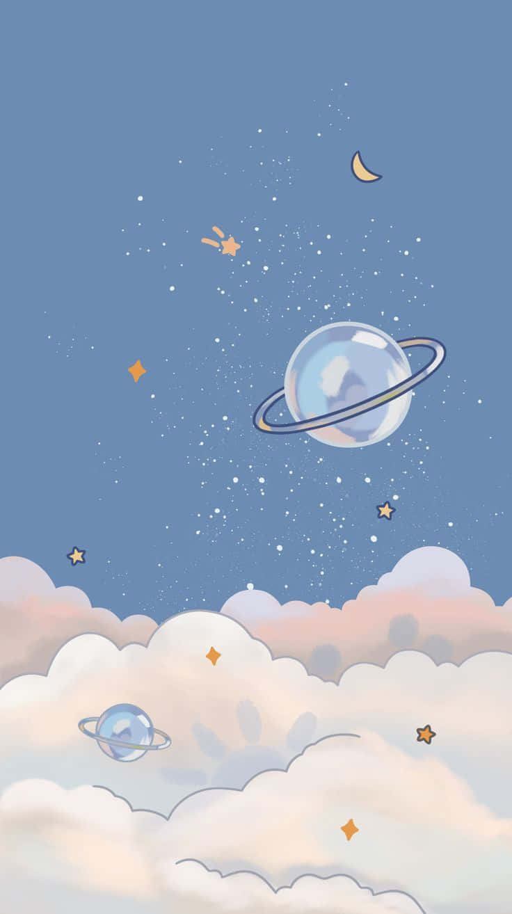 Dreamy Space Cloudsand Planets Background
