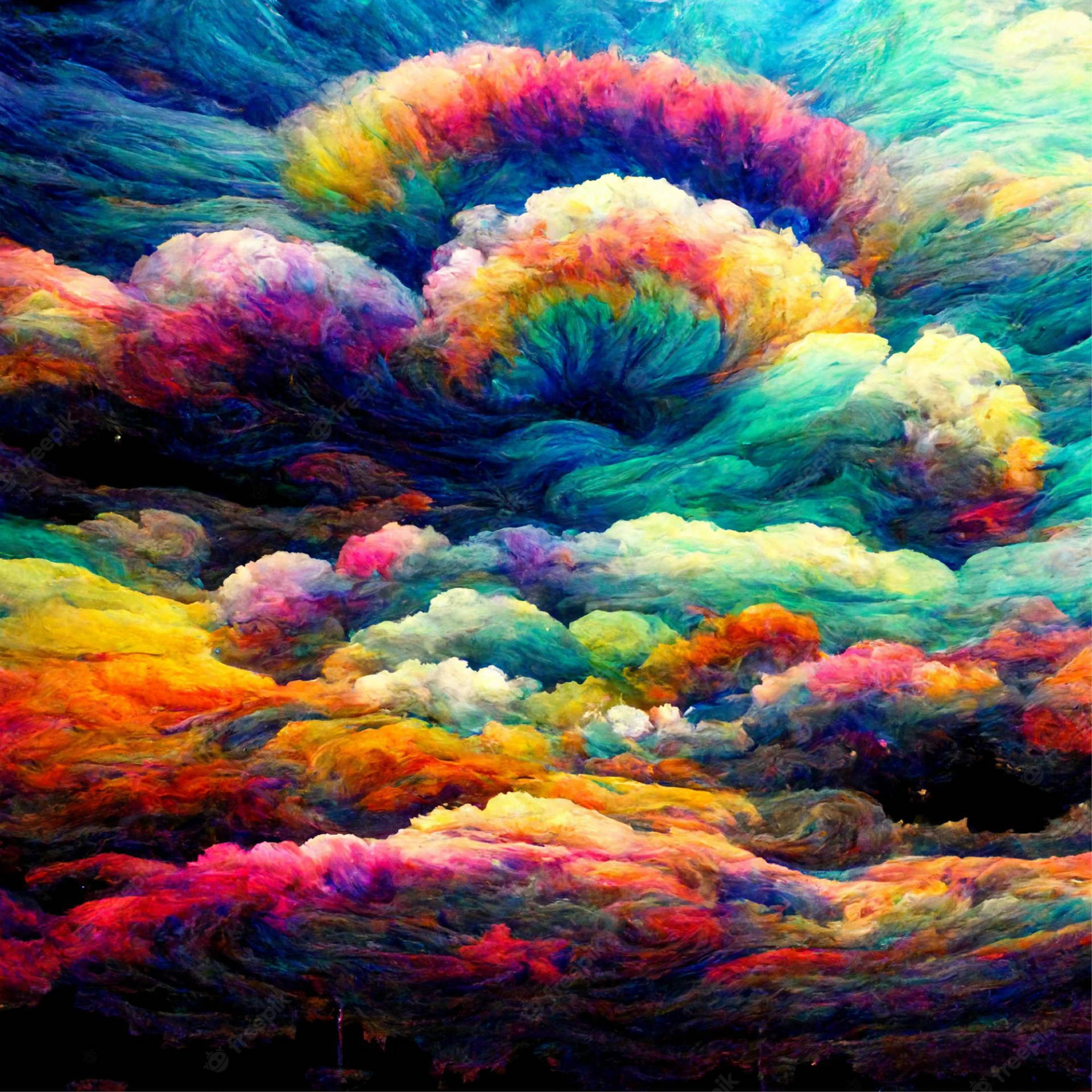 Dreamy Voyage Through The Psychedelic Clouds Background