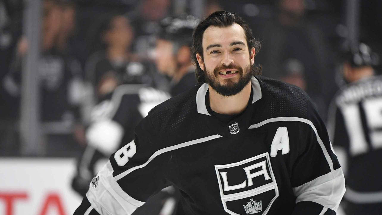 Drew Doughty Smiling At The Camera Shows Missing Front Teeth Background