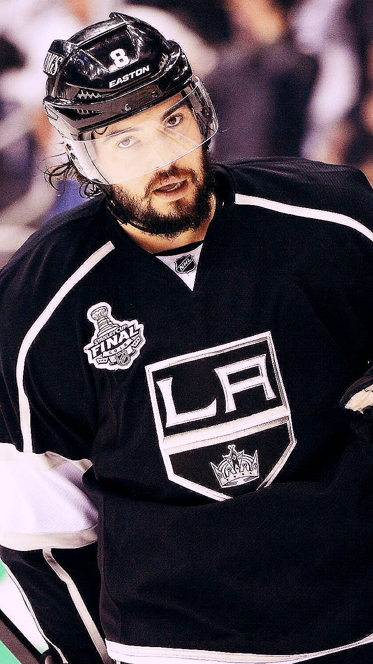 Drew Doughty Staring Directly At The Camera Background