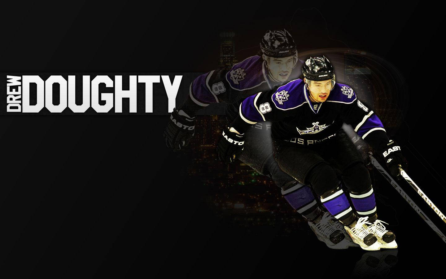 Drew Doughty With Name In Black Background Background