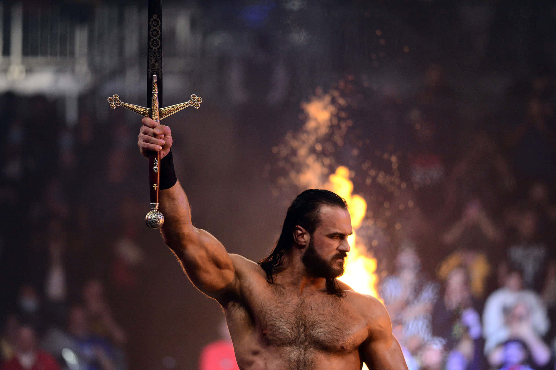 Drew Mcintyre Wwe Scottish Warrior Sword Background