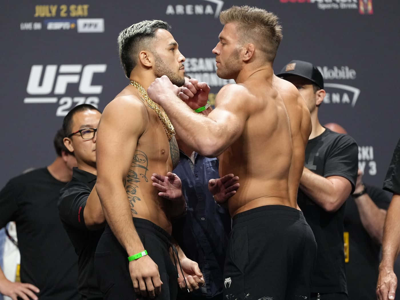 Dricus Du Plessis And Fighter Rival Facing Off Background