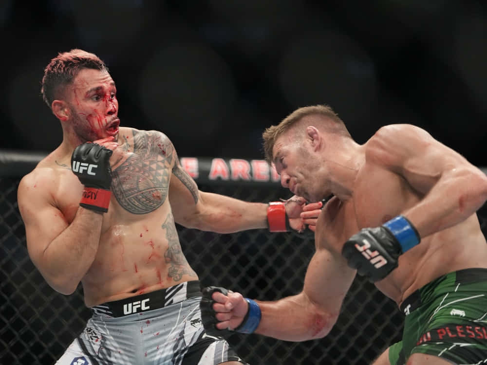 Dricus Du Plessis In Intense Fight Against Bloody Opponent Background