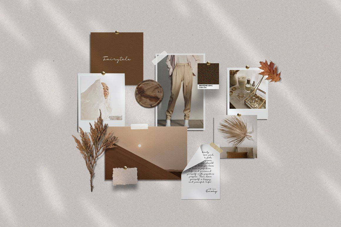 Dried Leaves And Clothes Beige Aesthetic Desktop