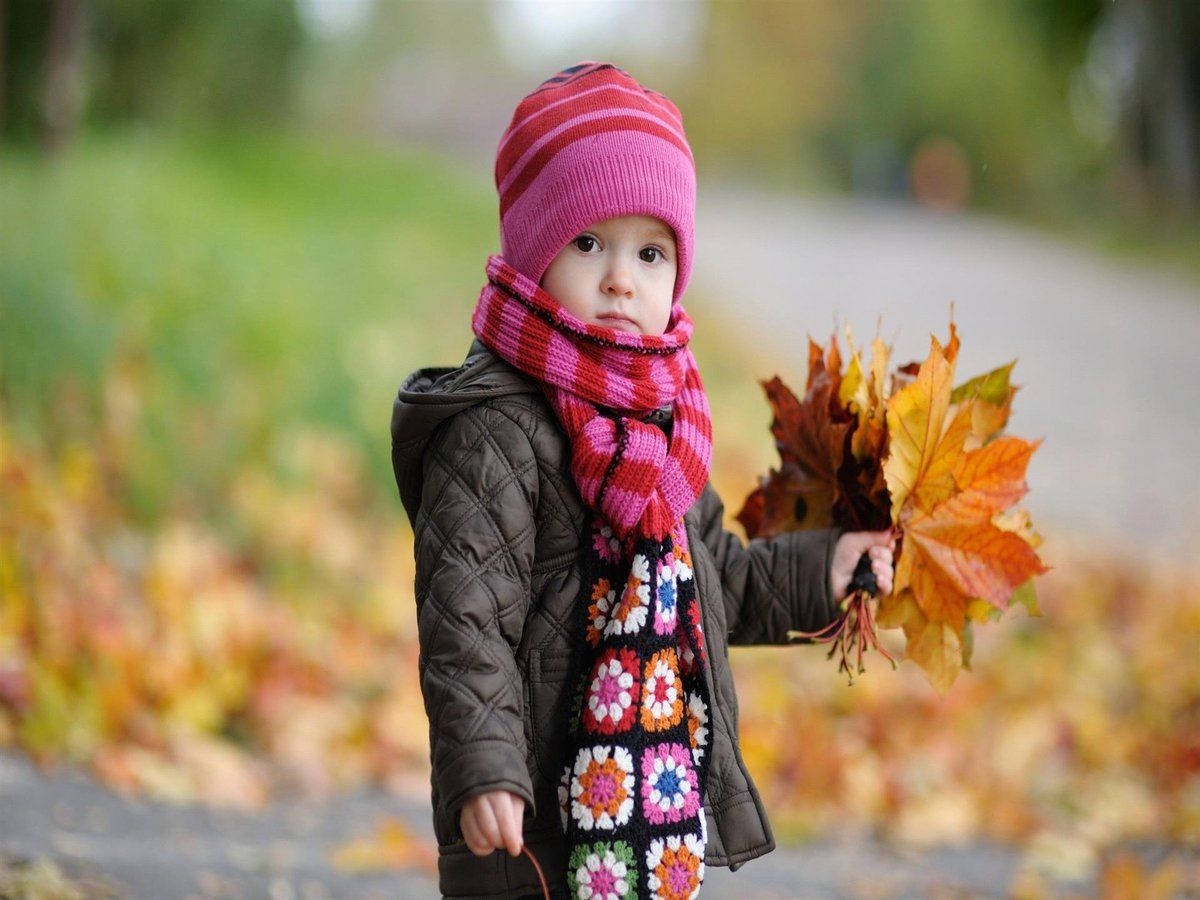 Dried Leaves Baby Girl Background