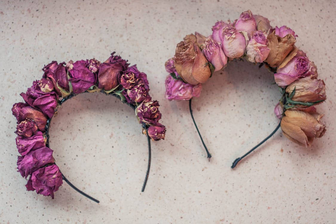 Dried Purple Roses Headbands