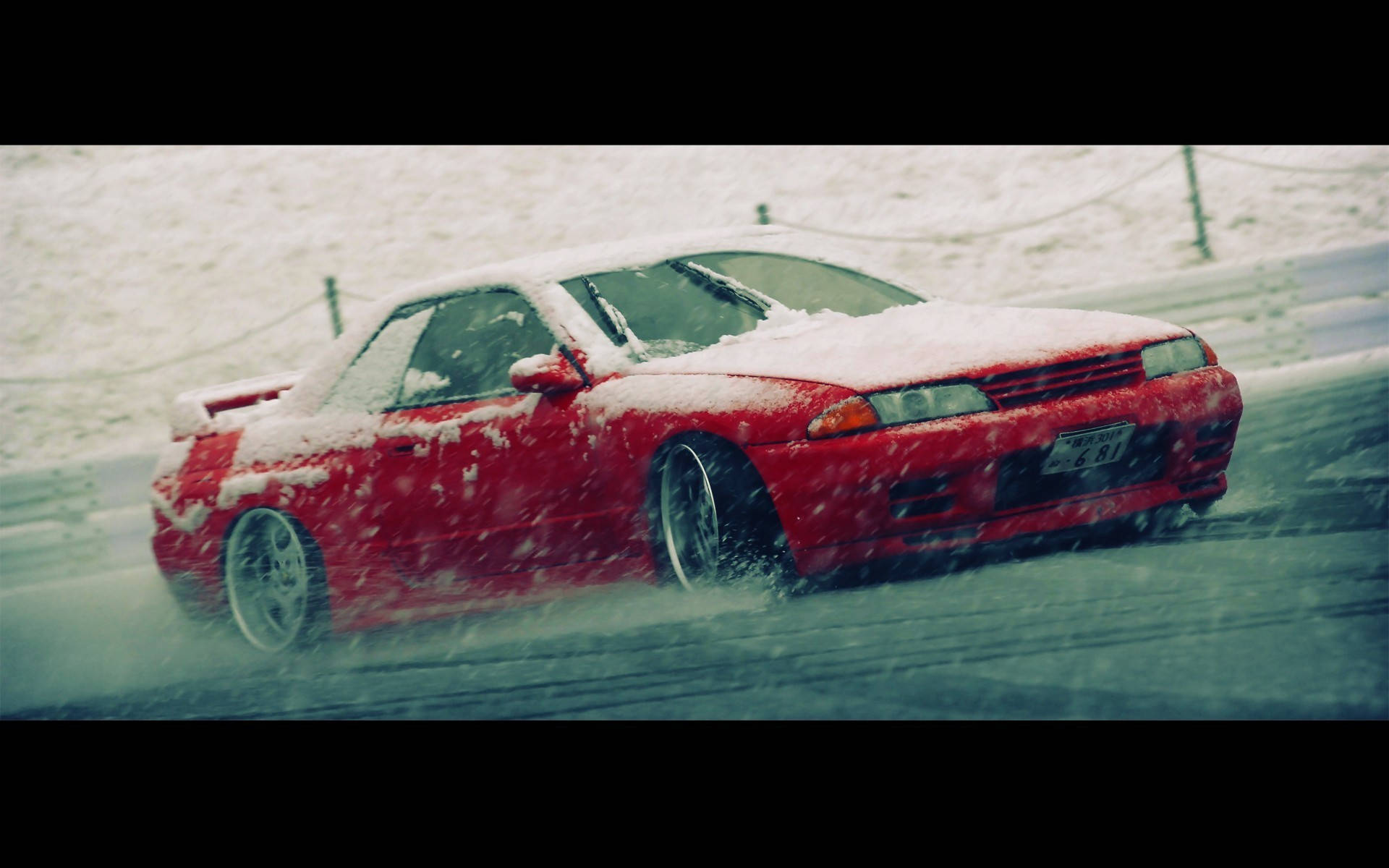 Drift Car Amidst Snow Background