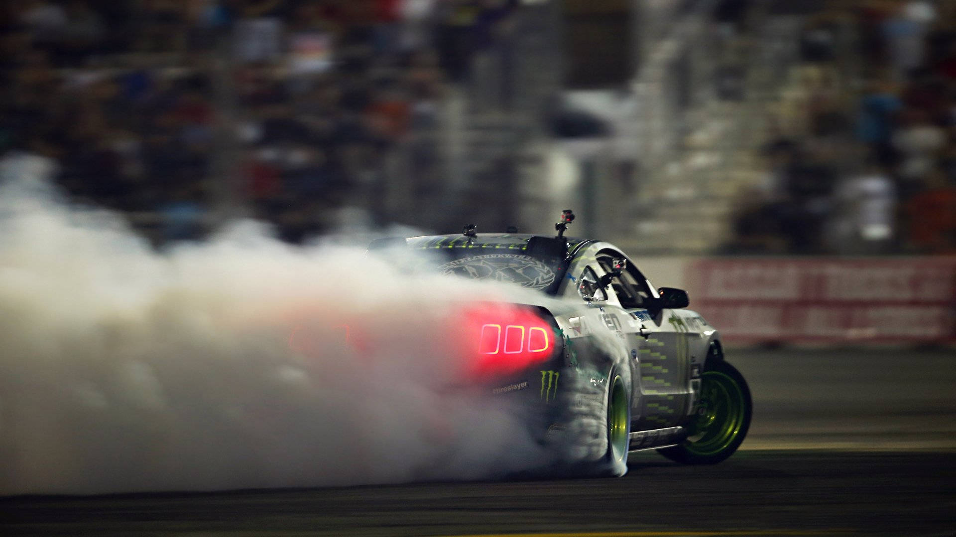 Drift Car And Heavy Smoke Background