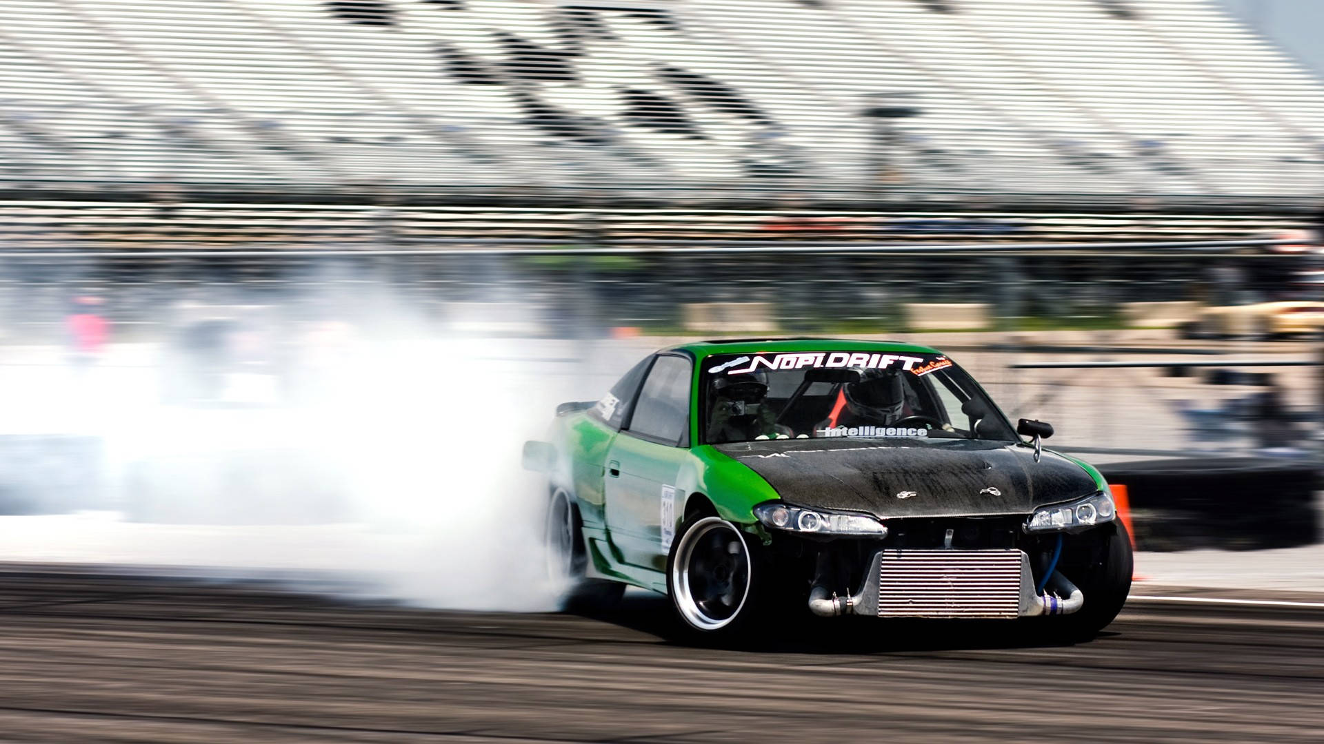 Drift Car Fuming Smoke And Speeding Background