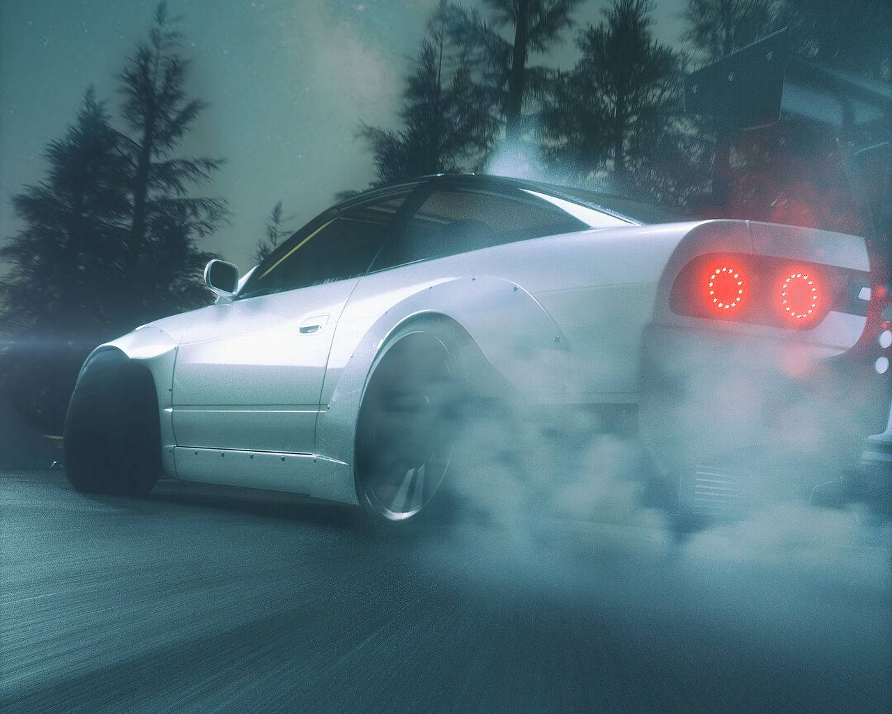 Drift Car Under A Twilight Sky Background