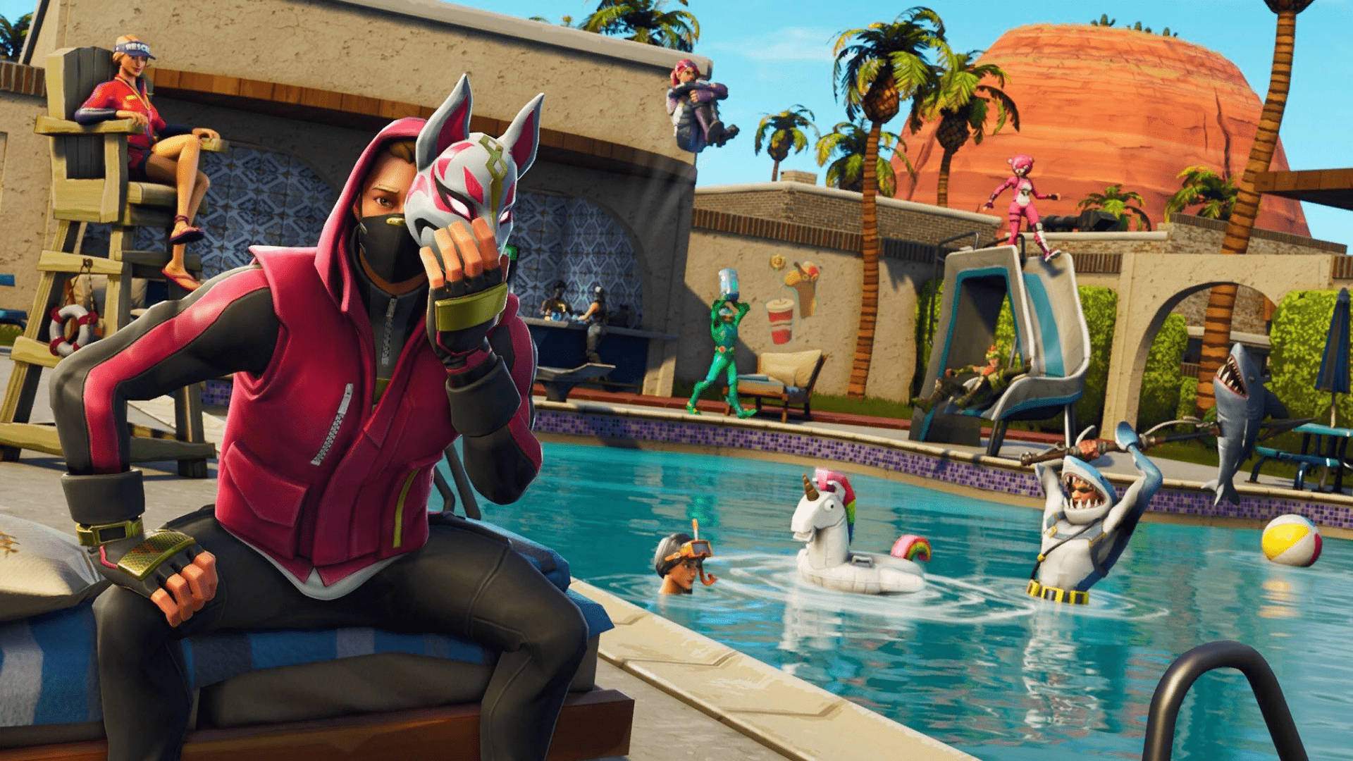 Drift Fortnite In Swimming Pool Background