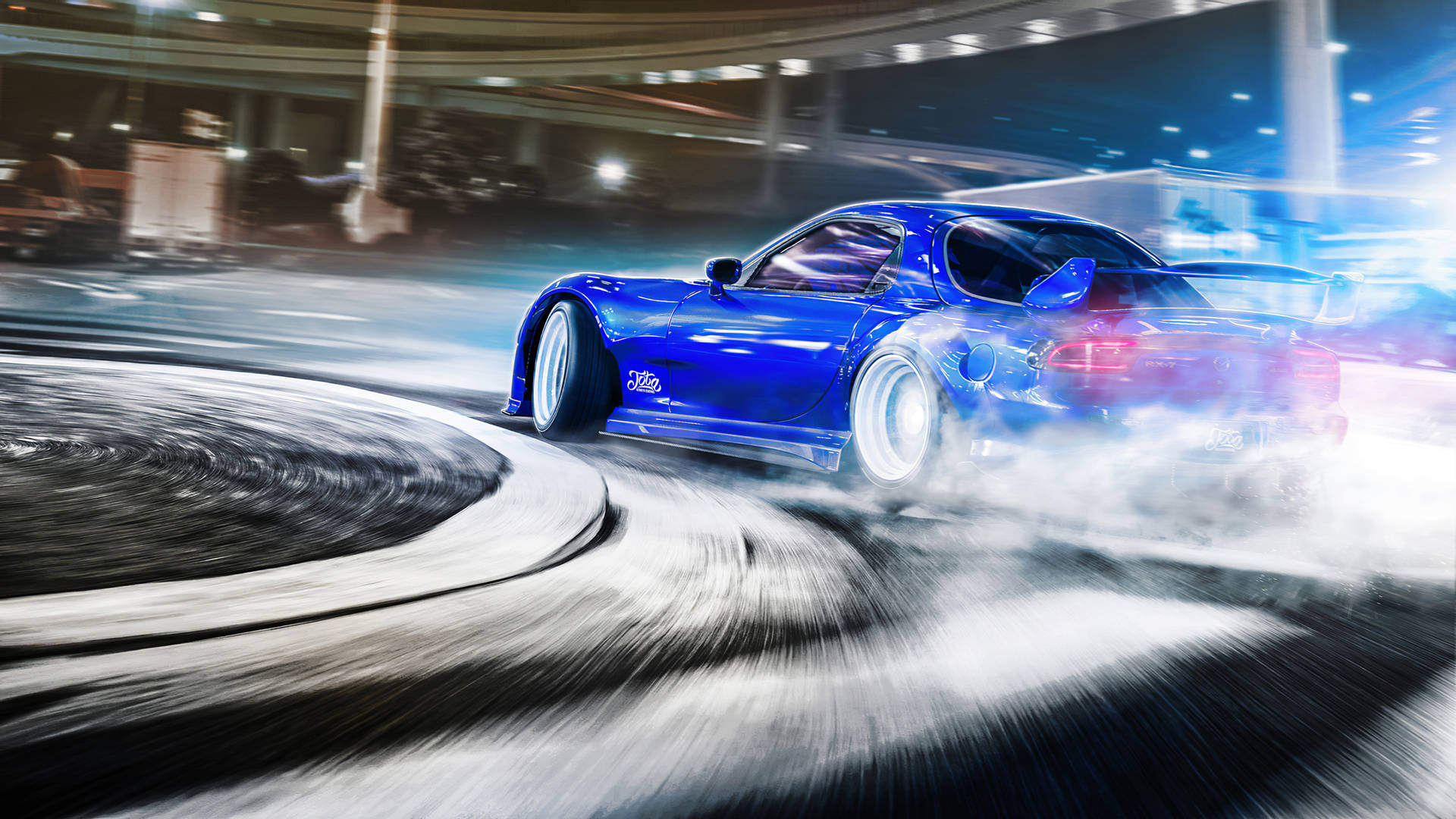 Drifting Blue Car Background