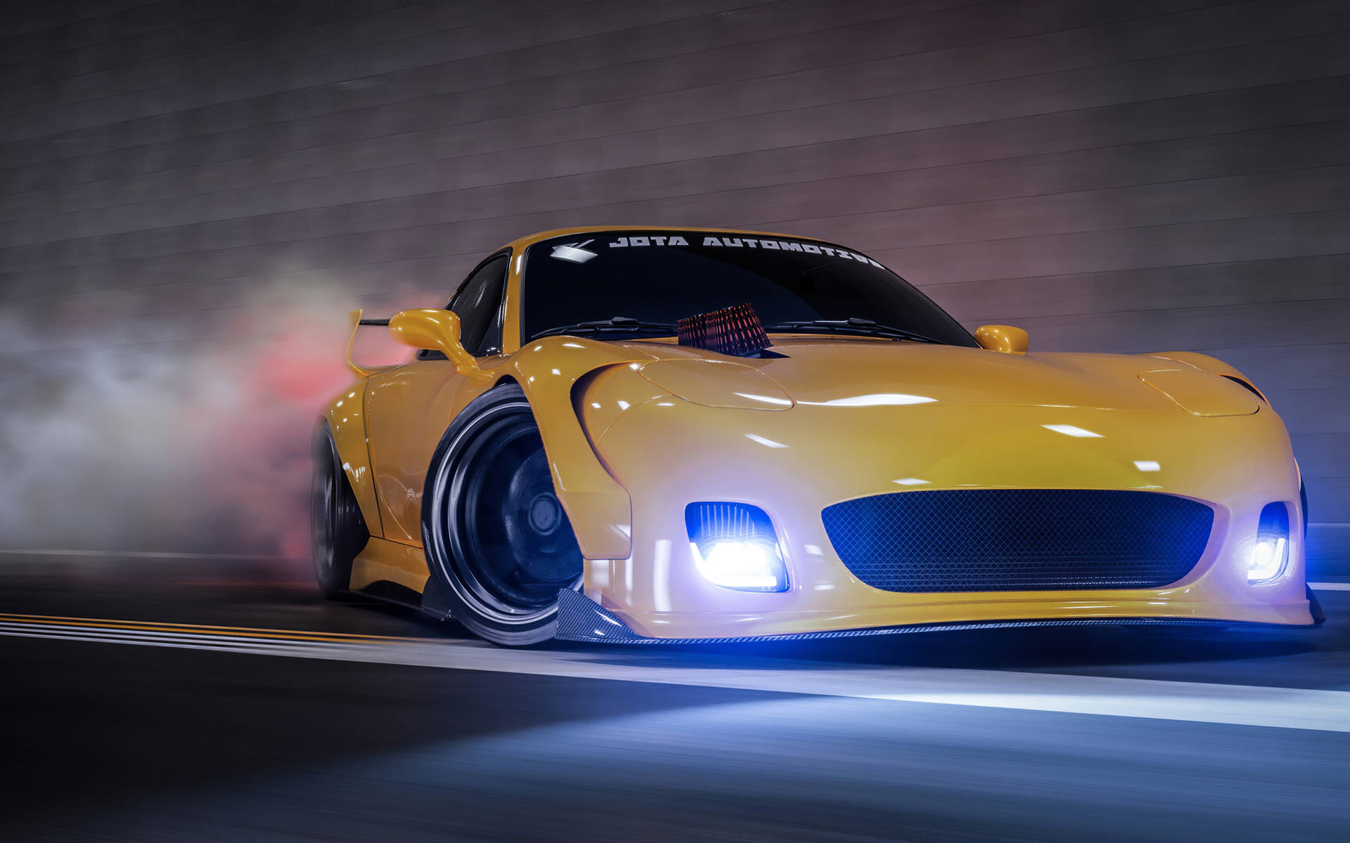 Drifting Yellow Car Background