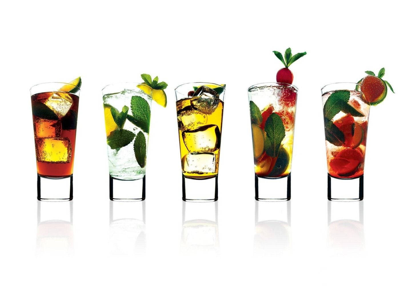 Drink On Tall Glasses Background