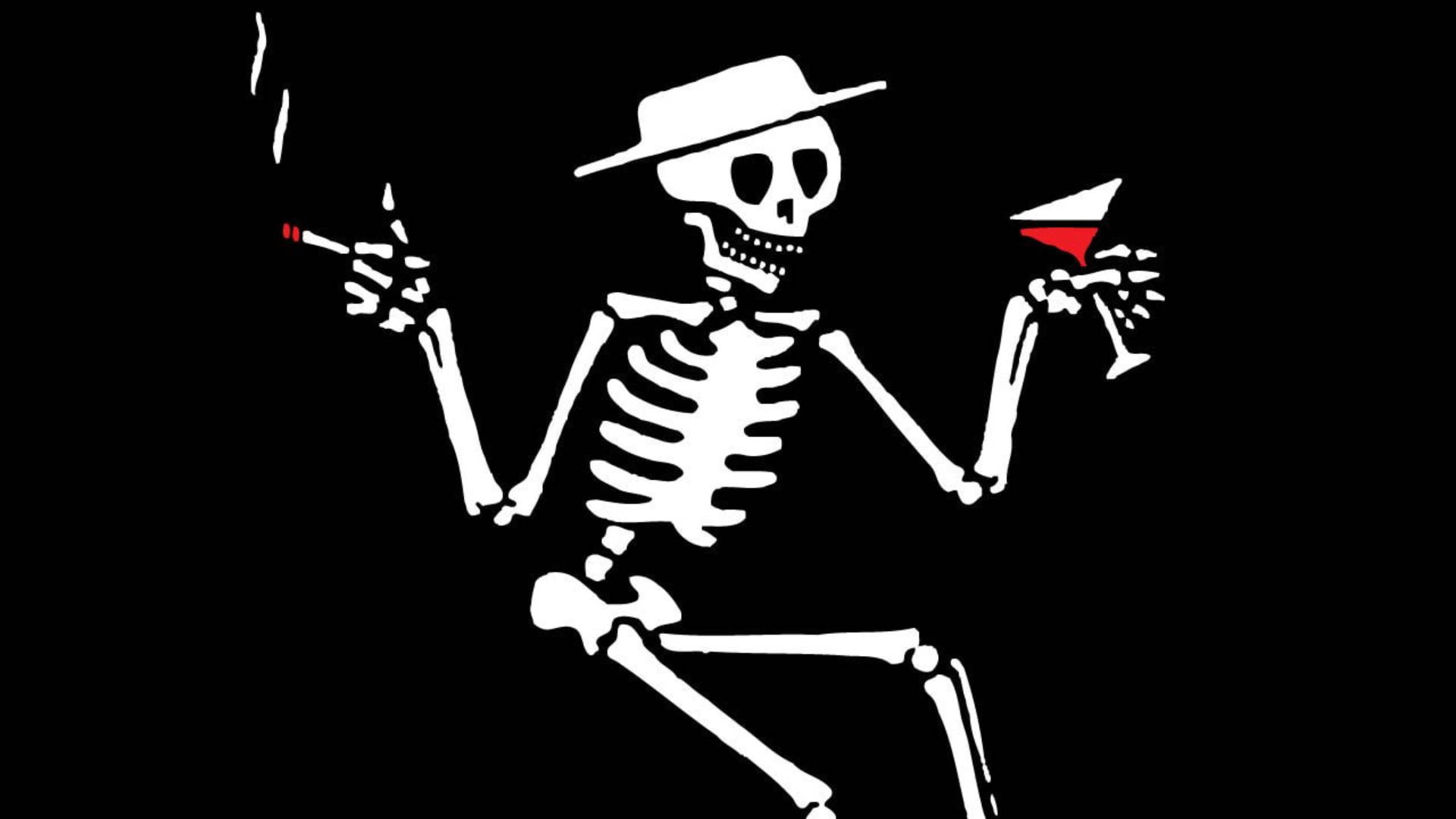 Drinking Skeleton Desktop Background