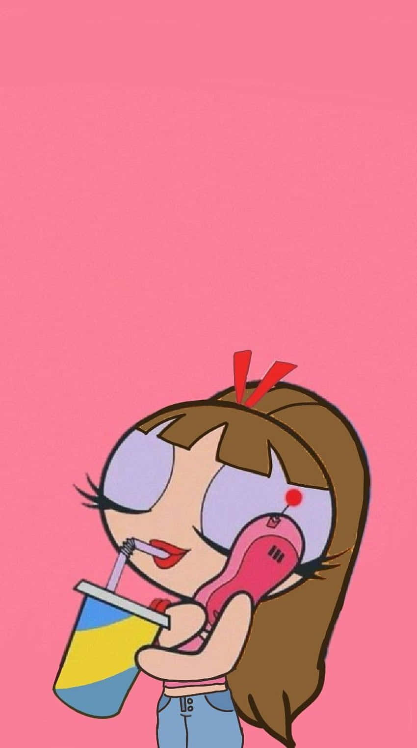Drinking Soda Powerpuff Cartoon Pfp