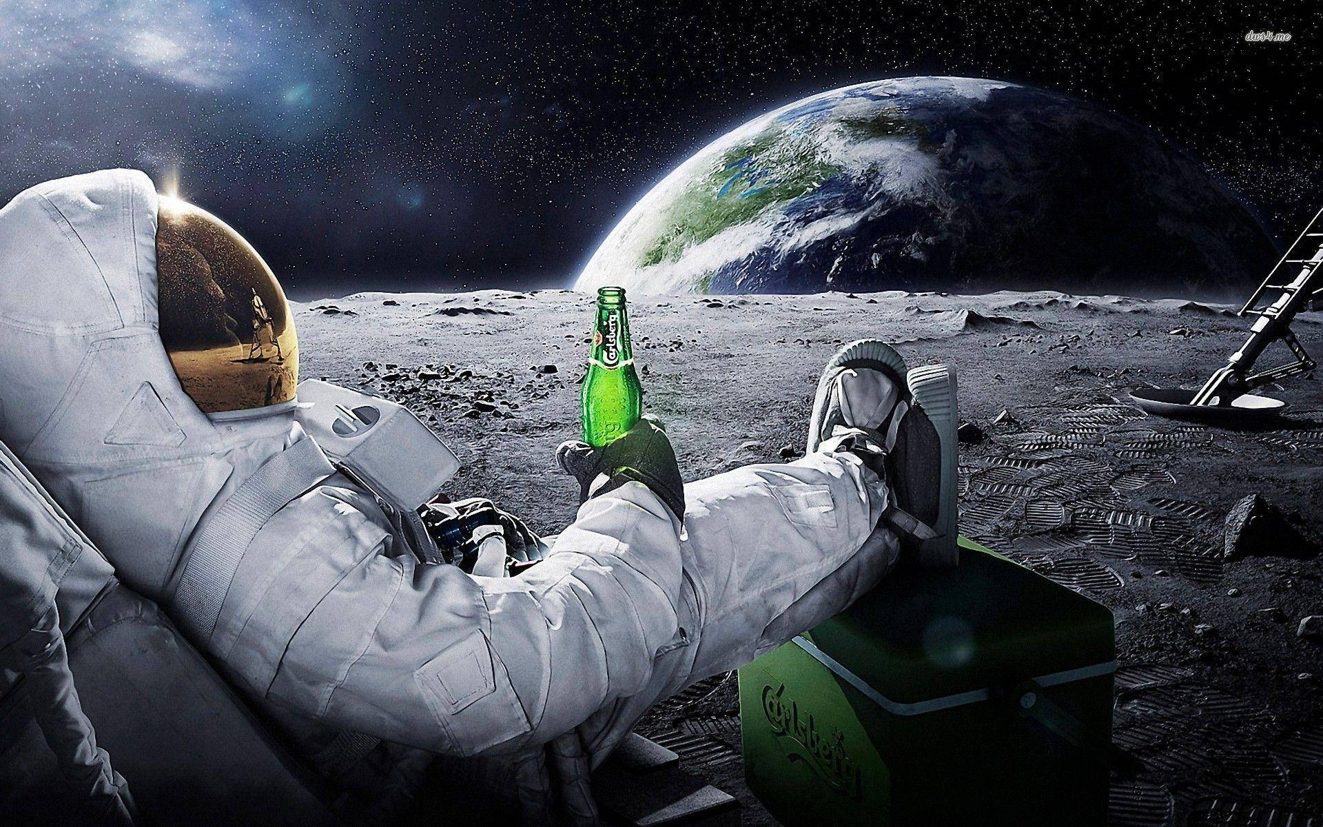 Drinking Space Astronaut Background