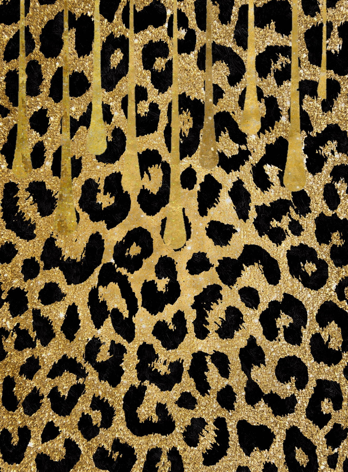 Dripping Gold On Cute Leopard Print