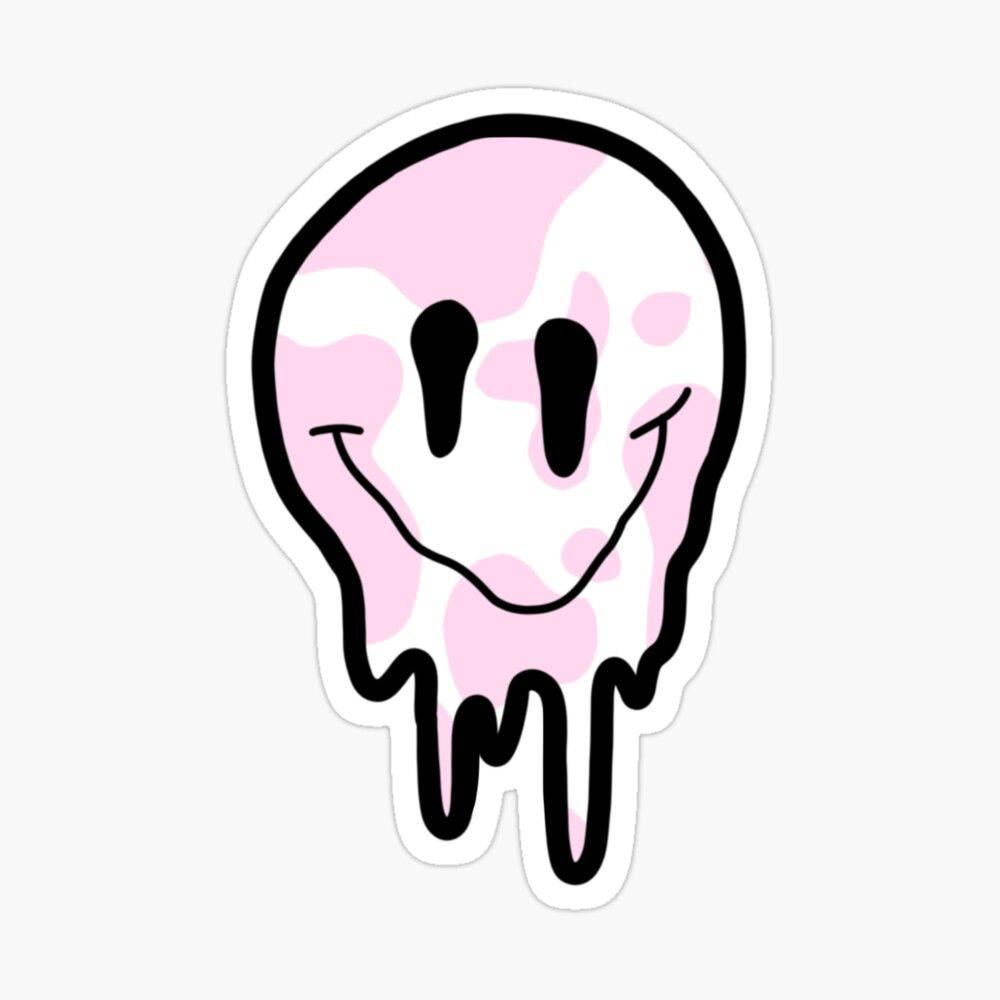 Dripping Pink Preppy Smiley Face Background