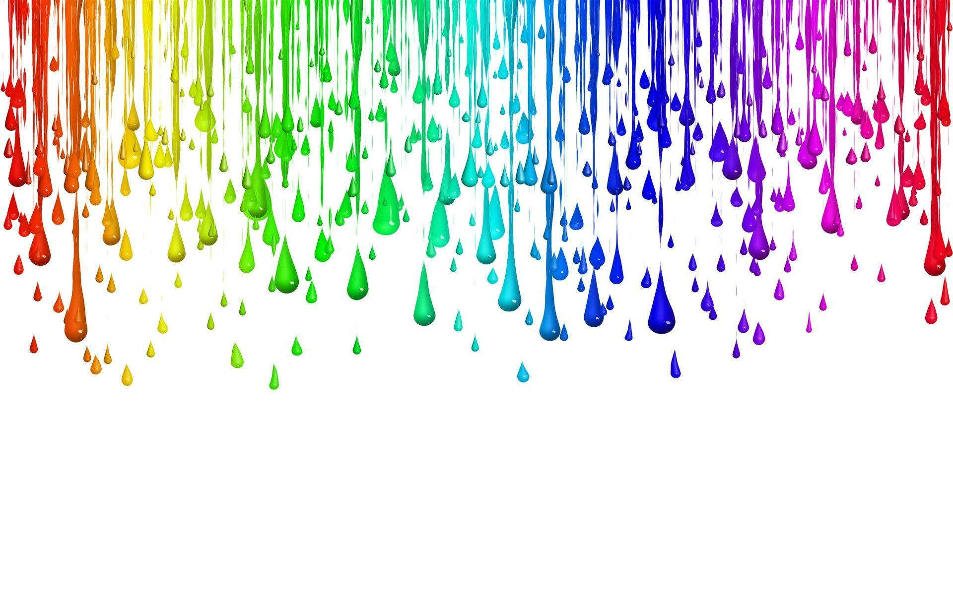 Drippy Rainbow Drops On White Background