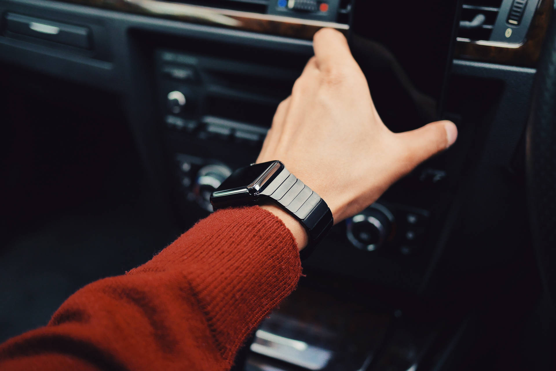 Driving Person With Smartwatch