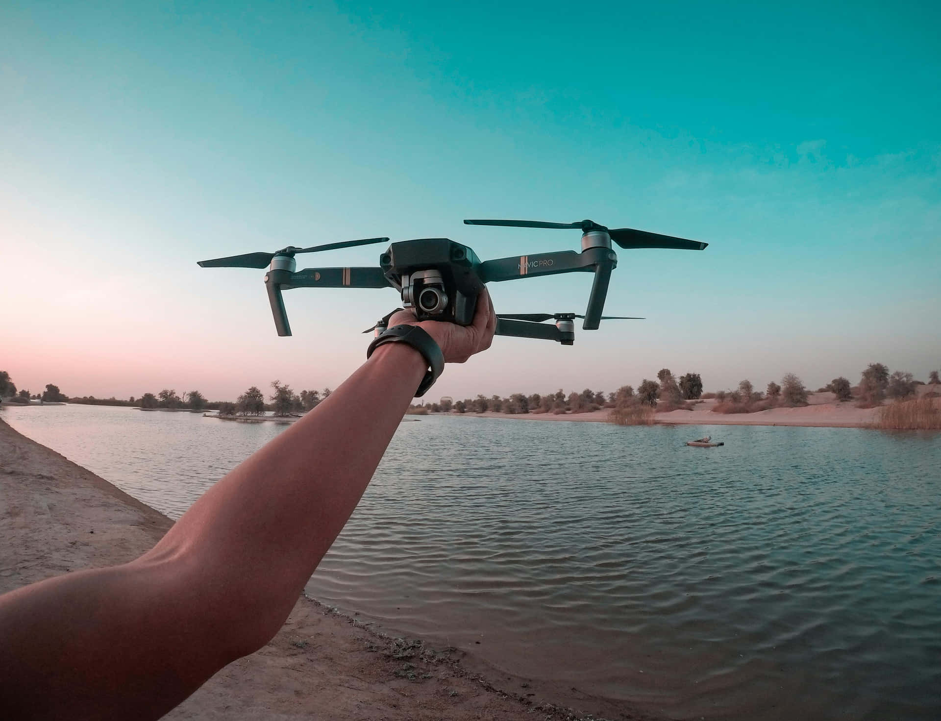 Drone Readyfor Takeoffat Lakeside