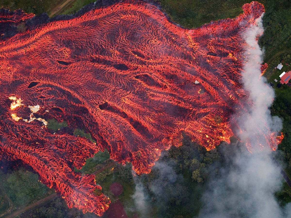 Drone Shot Kilauea Volcano Eruption Background