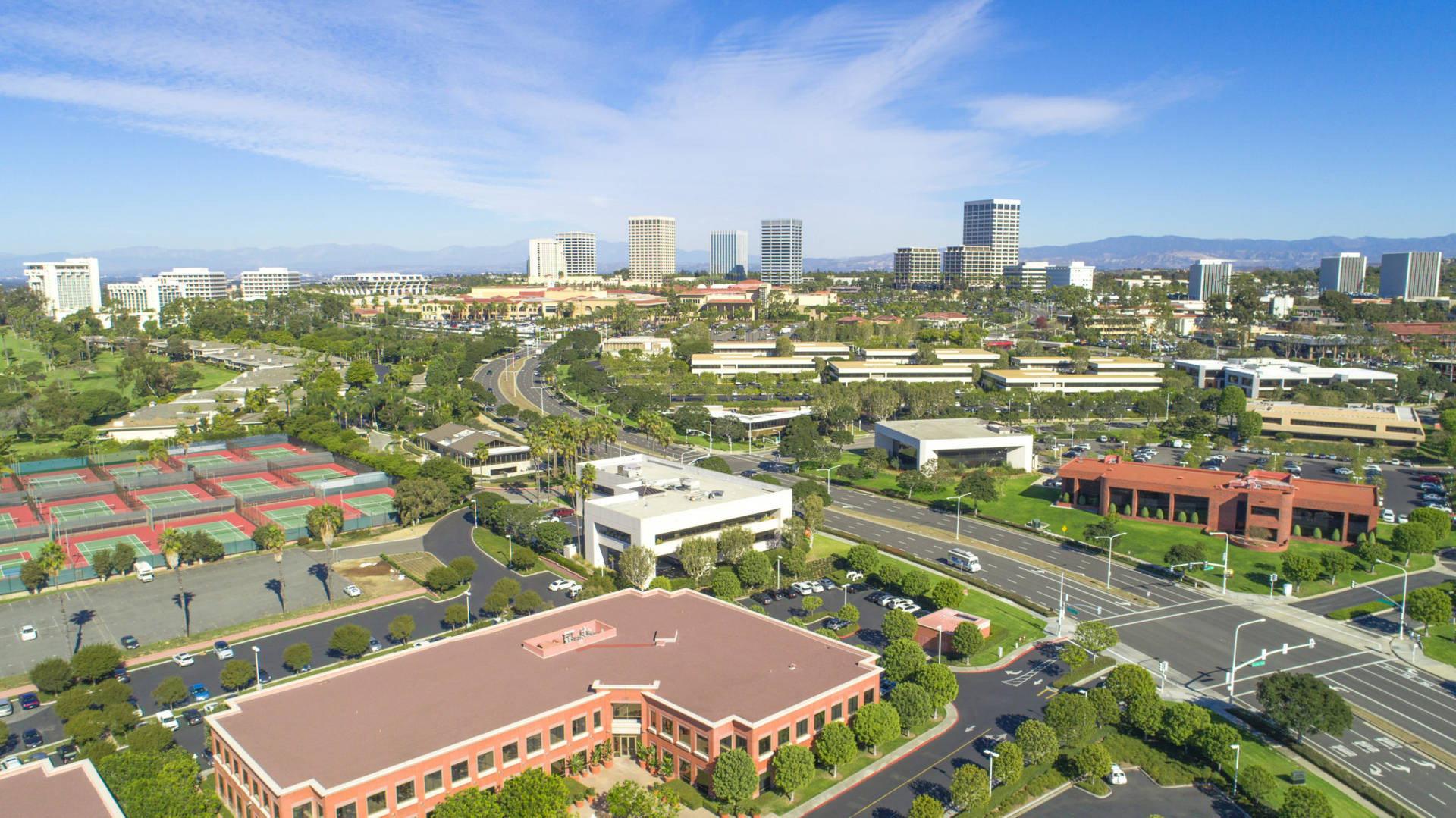 Drone Shot Of Irvine City,california