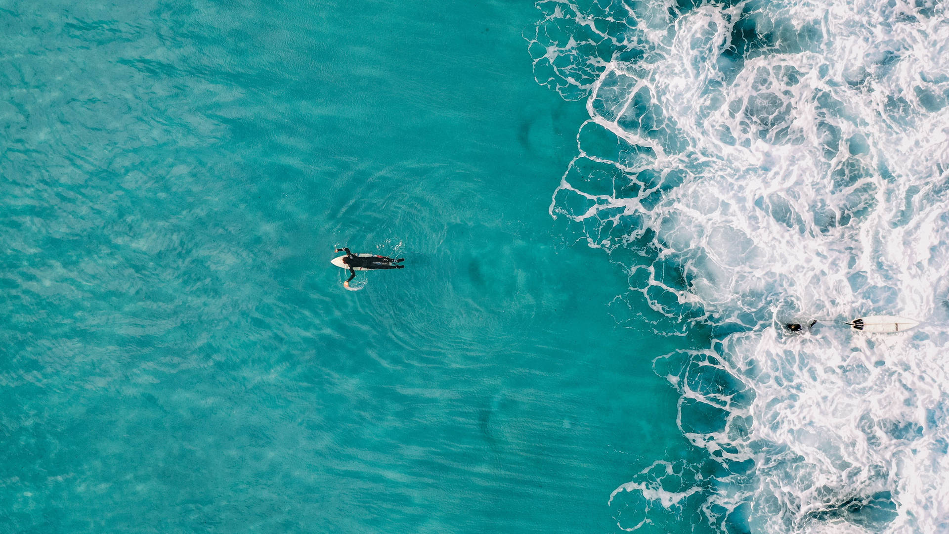 Drone Shot Surfer Blue Color Hd Background