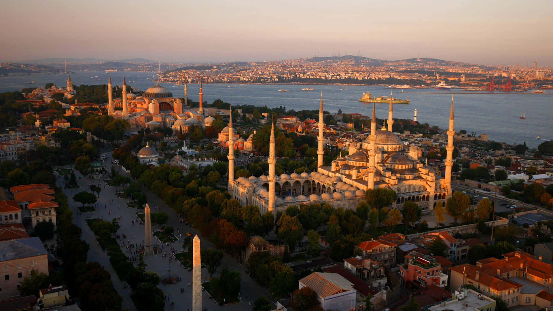 Drone View Istanbul Blue Mosque Background