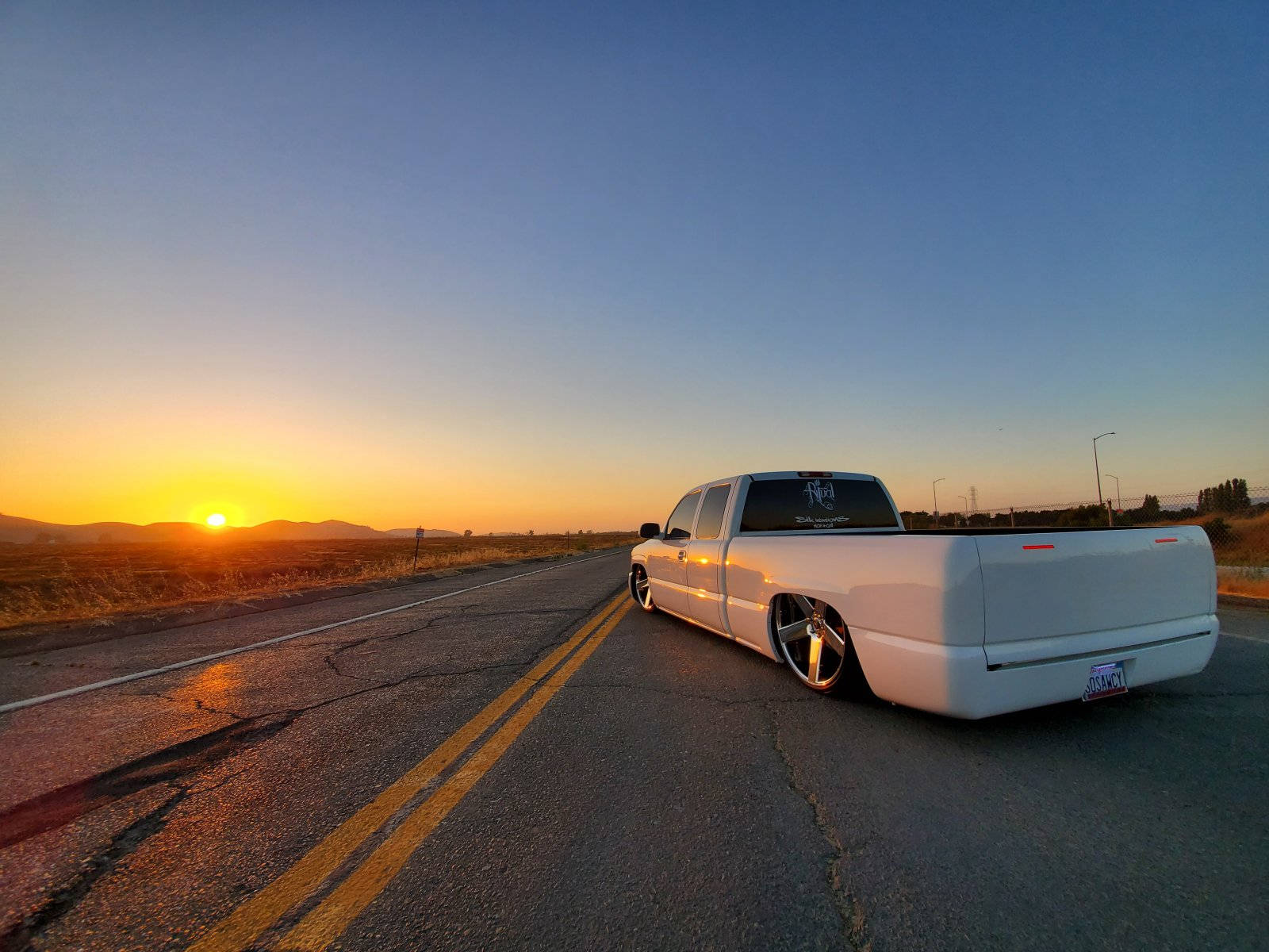 Dropped Truck During Sunset Background