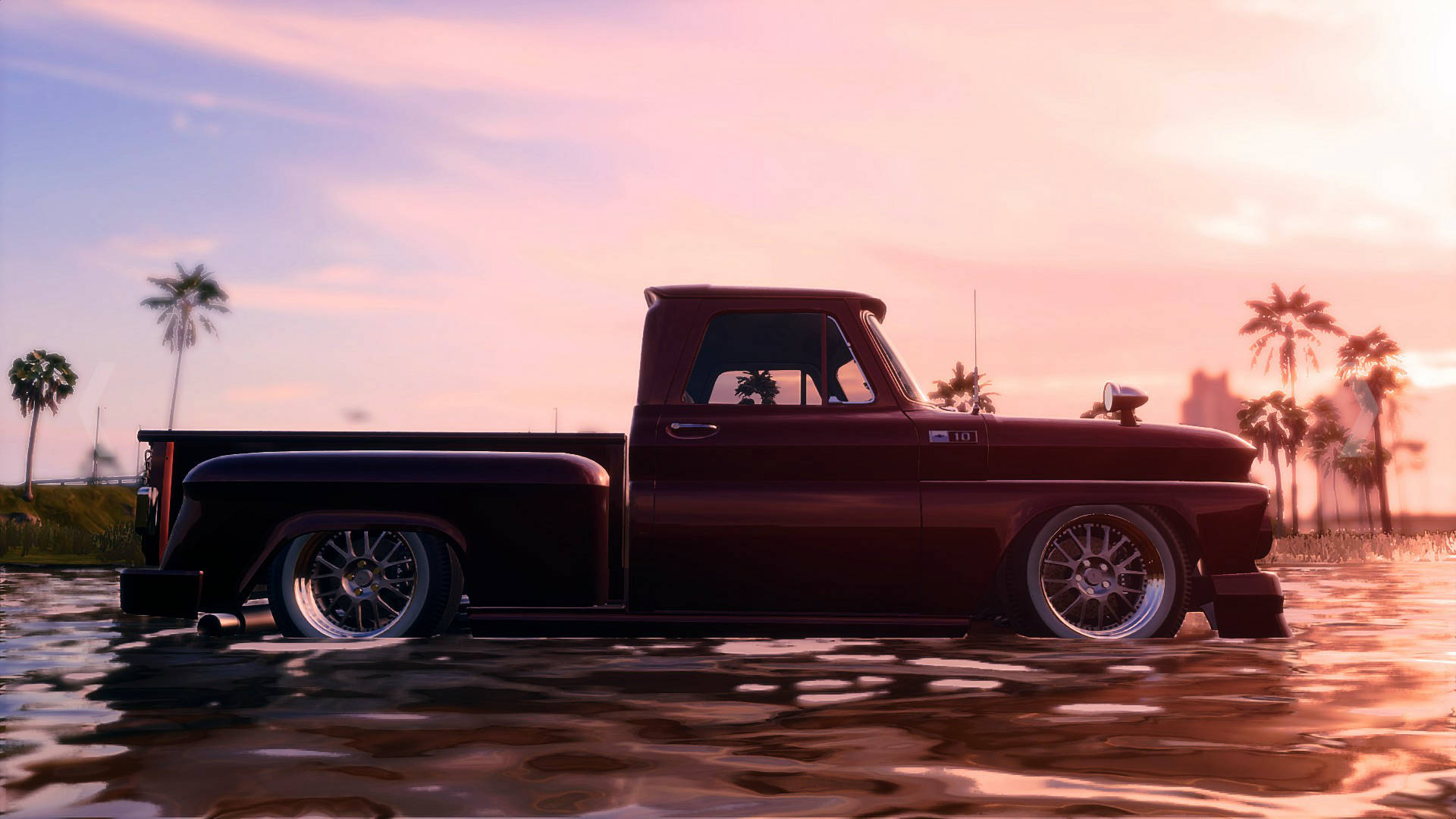 Dropped Truck On Water Background