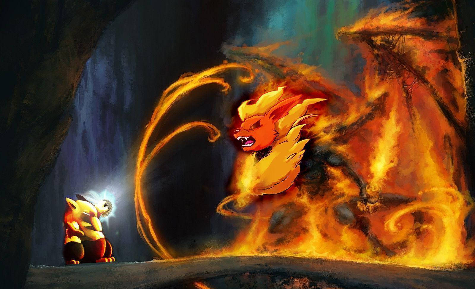 Drowzee Vs Flareon Pokemon Background