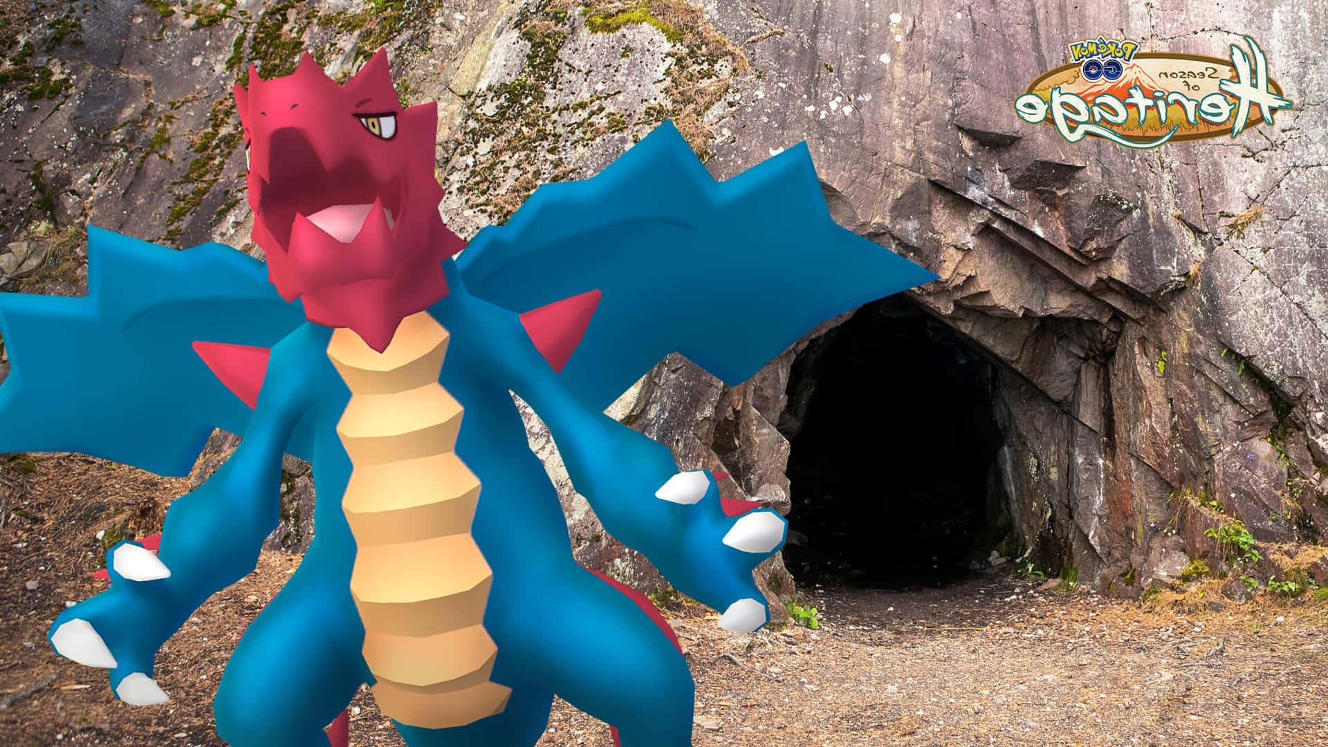 Druddigon Pokemonin Cave Entrance Background