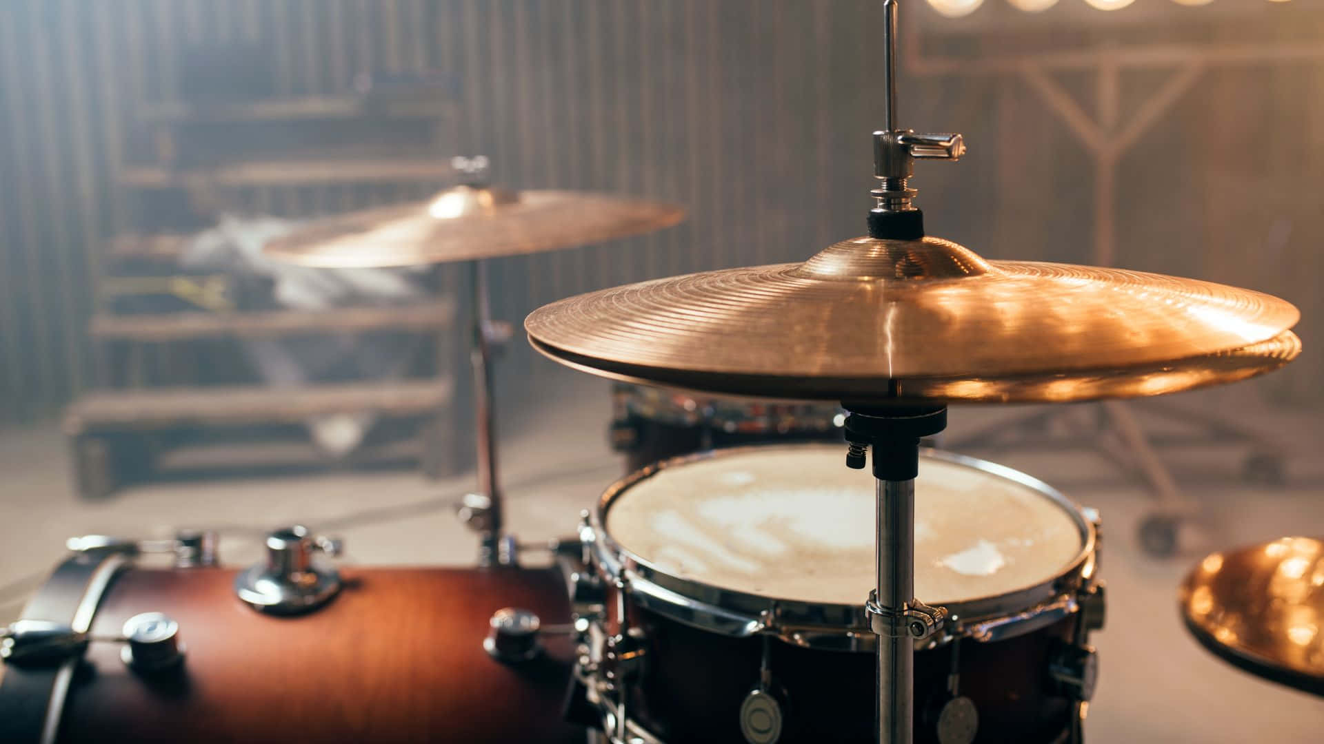 Drum Set Close Up Studio Setting Background