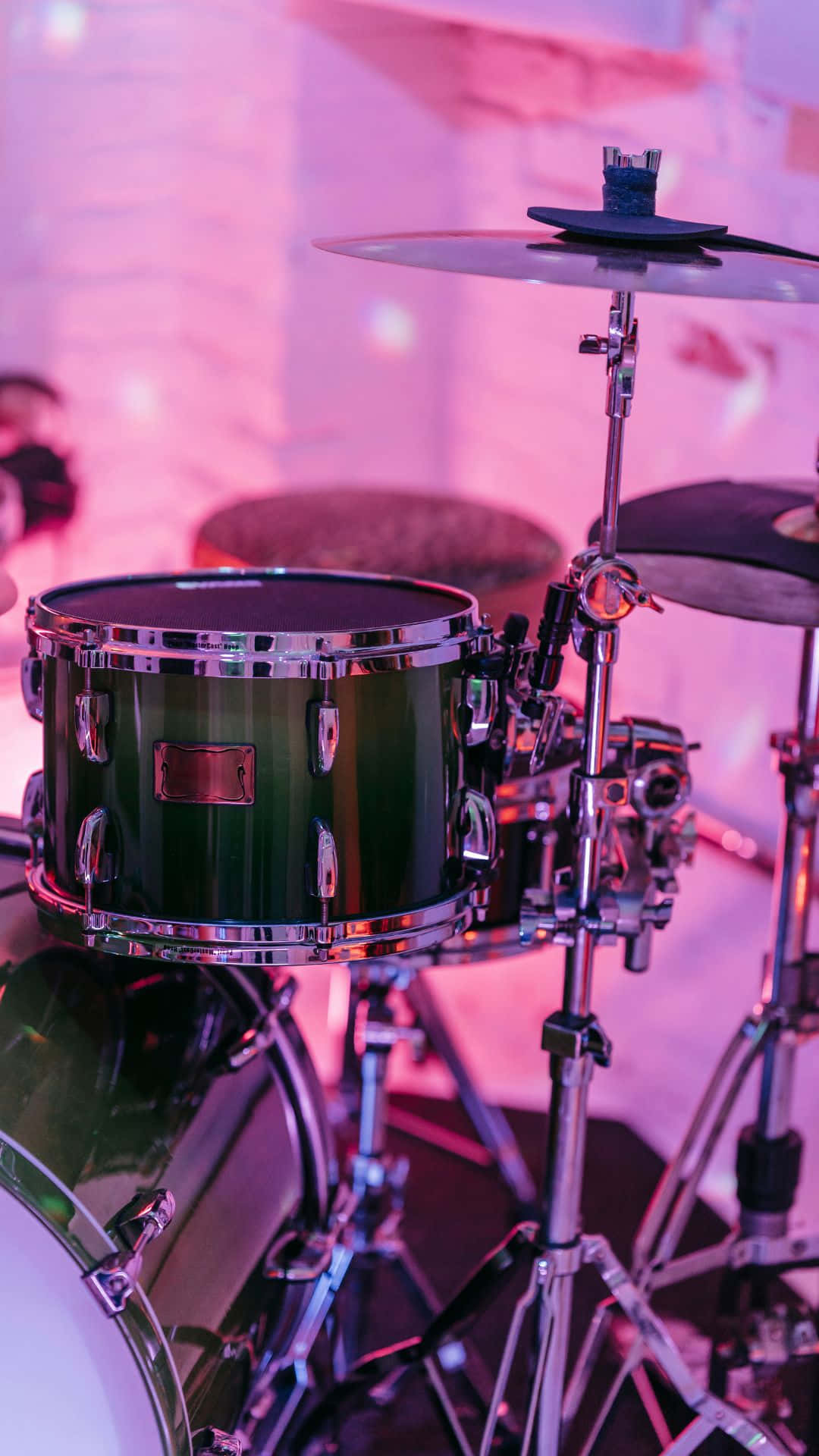 Drum_ Set_ Closeup_ Purple_ Lighting Background