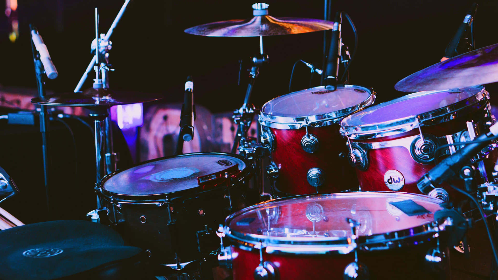 Drum Set Stage Ready Background