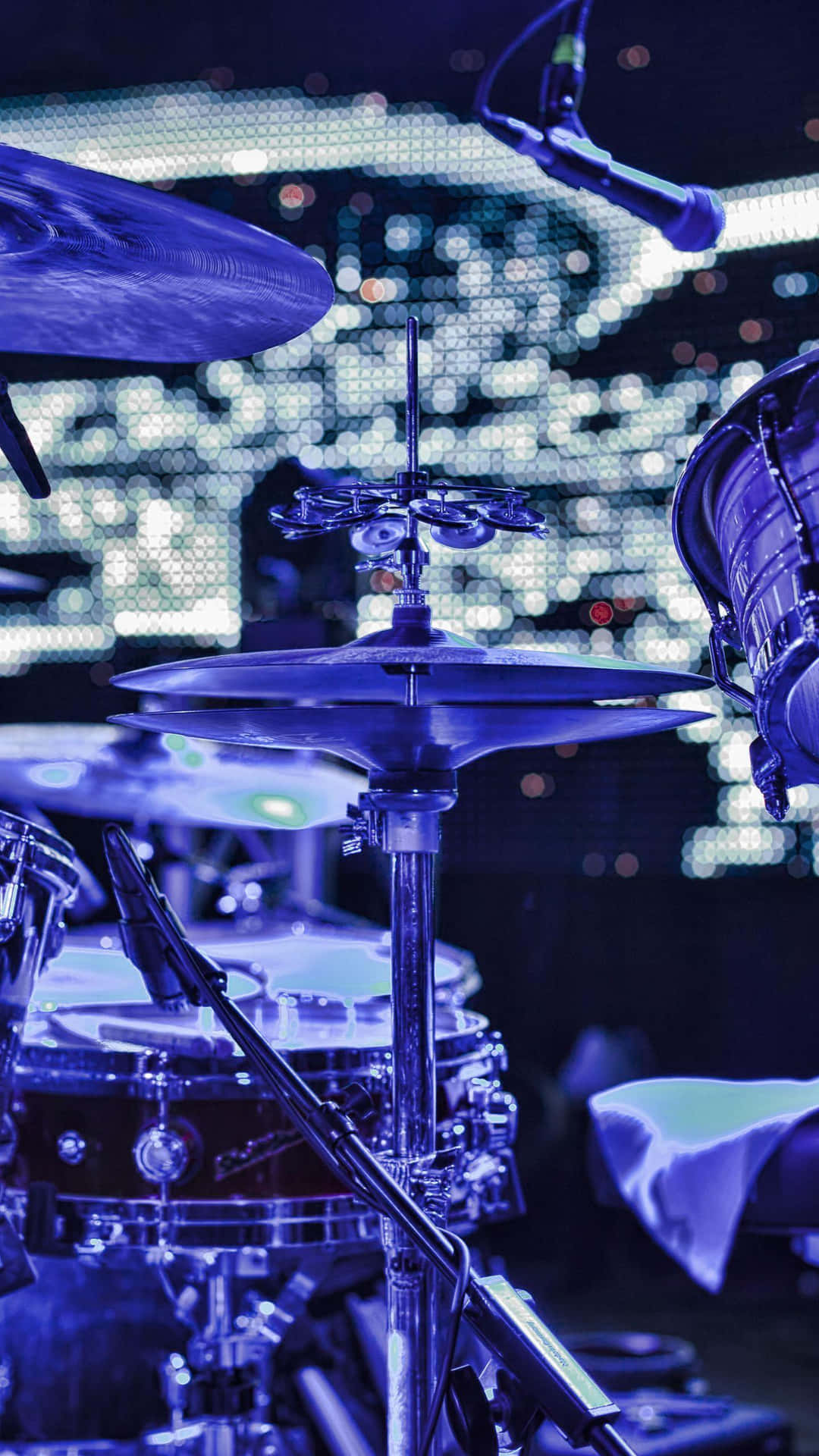 Drum Set Under Blue Lights