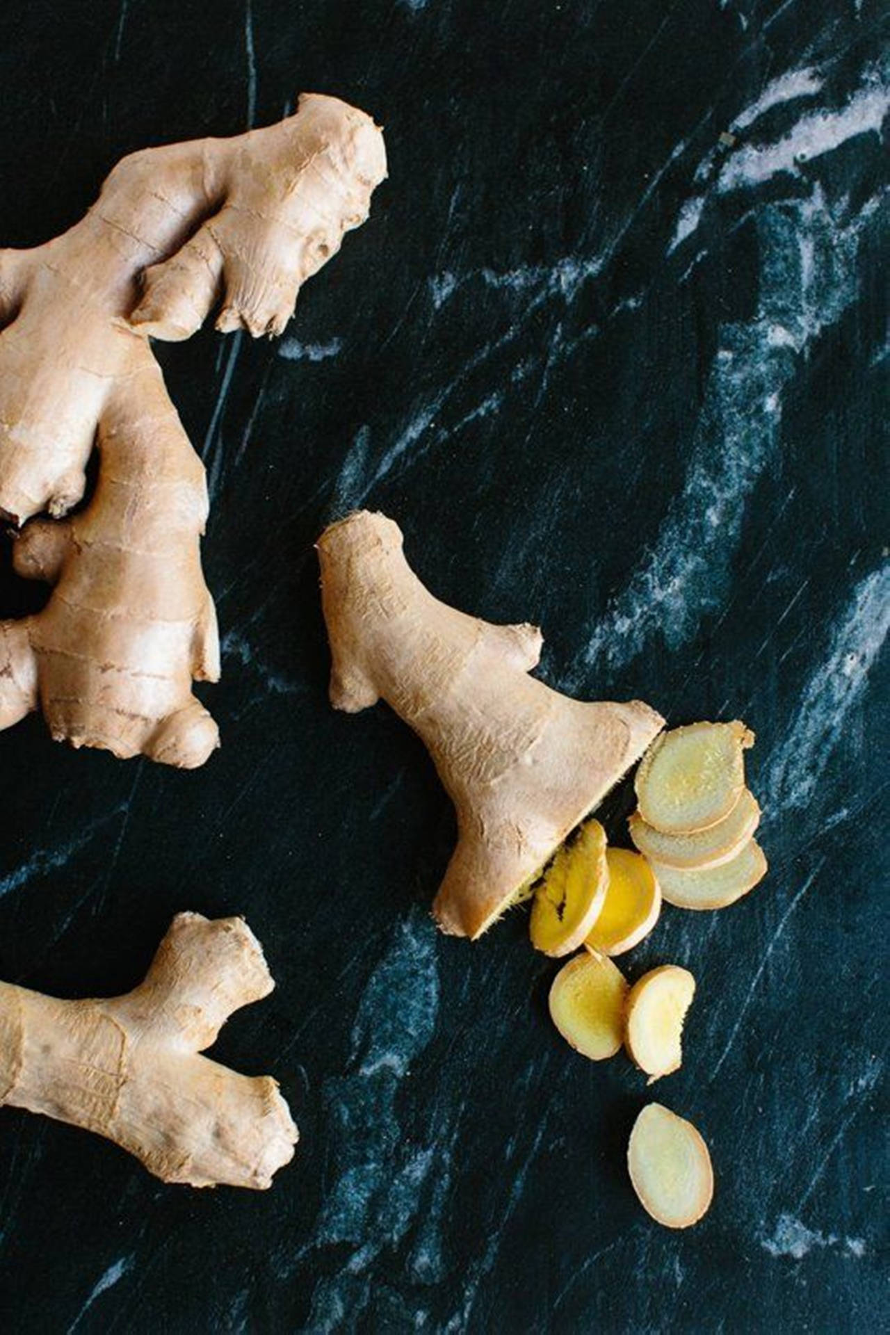 Dry Ginger Root Vegetables Sliced Background