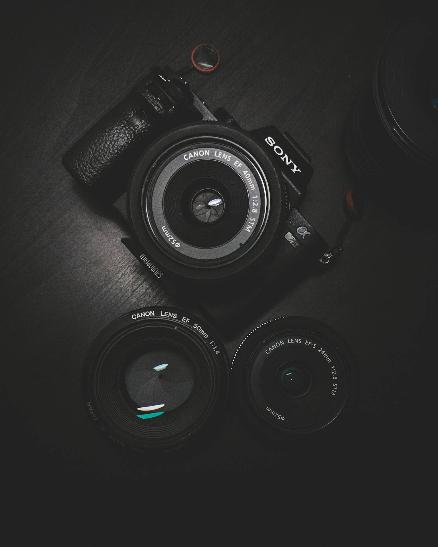 Dslr Camera Minimalist Black Flatlay Background