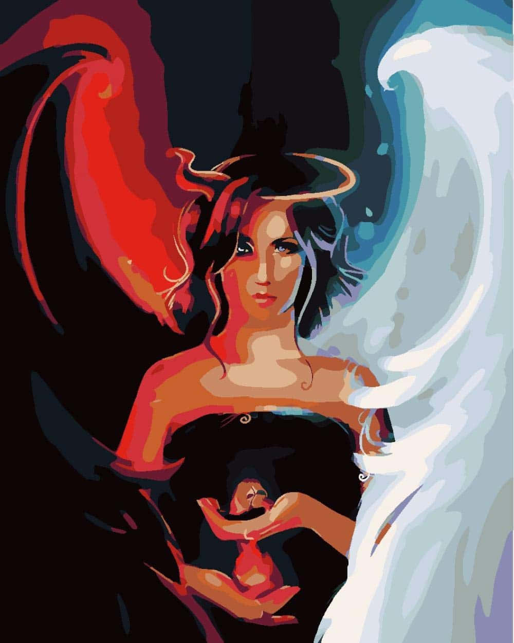 Dual Nature Angel Demon Artwork Background