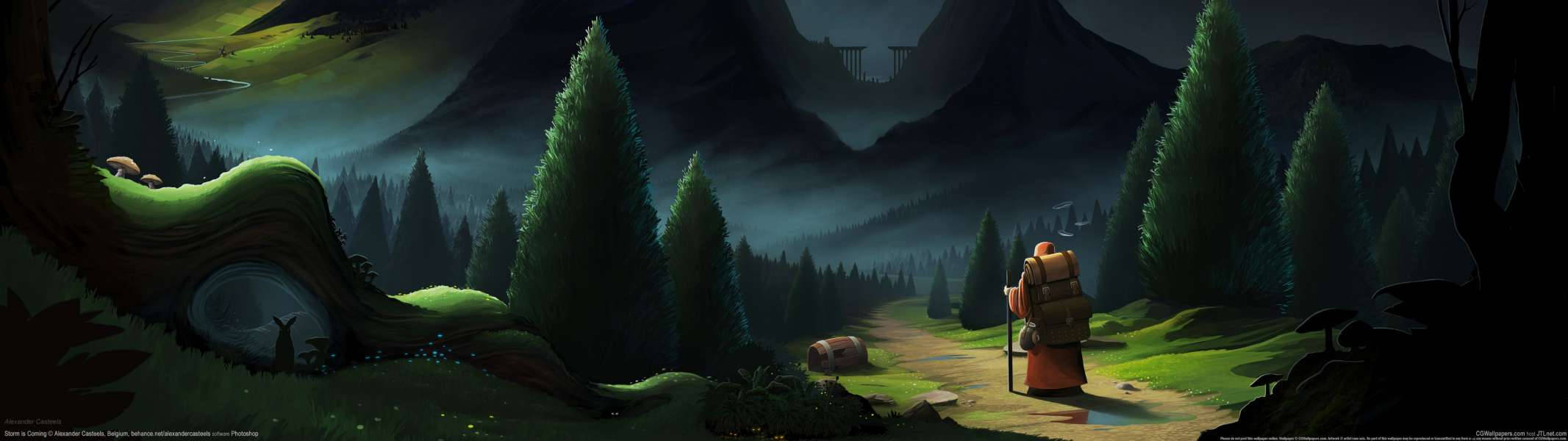 Dual Screen Animated Pine Forest Background