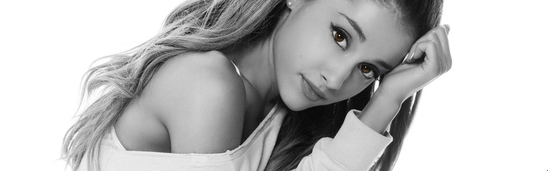 Dual Screen Ariana Grande Black And White Background