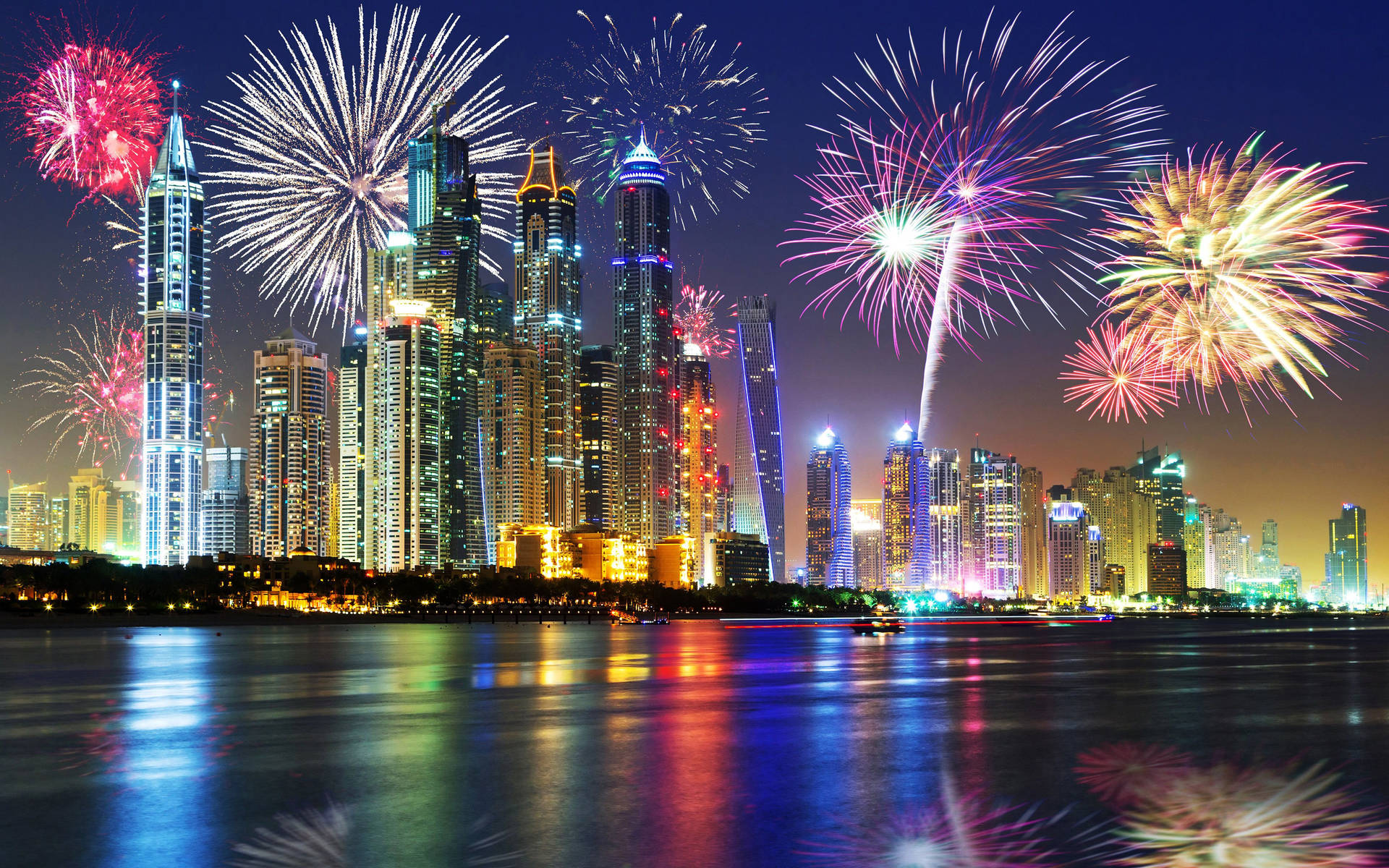 Dubai 4k With Beautiful Fireworks