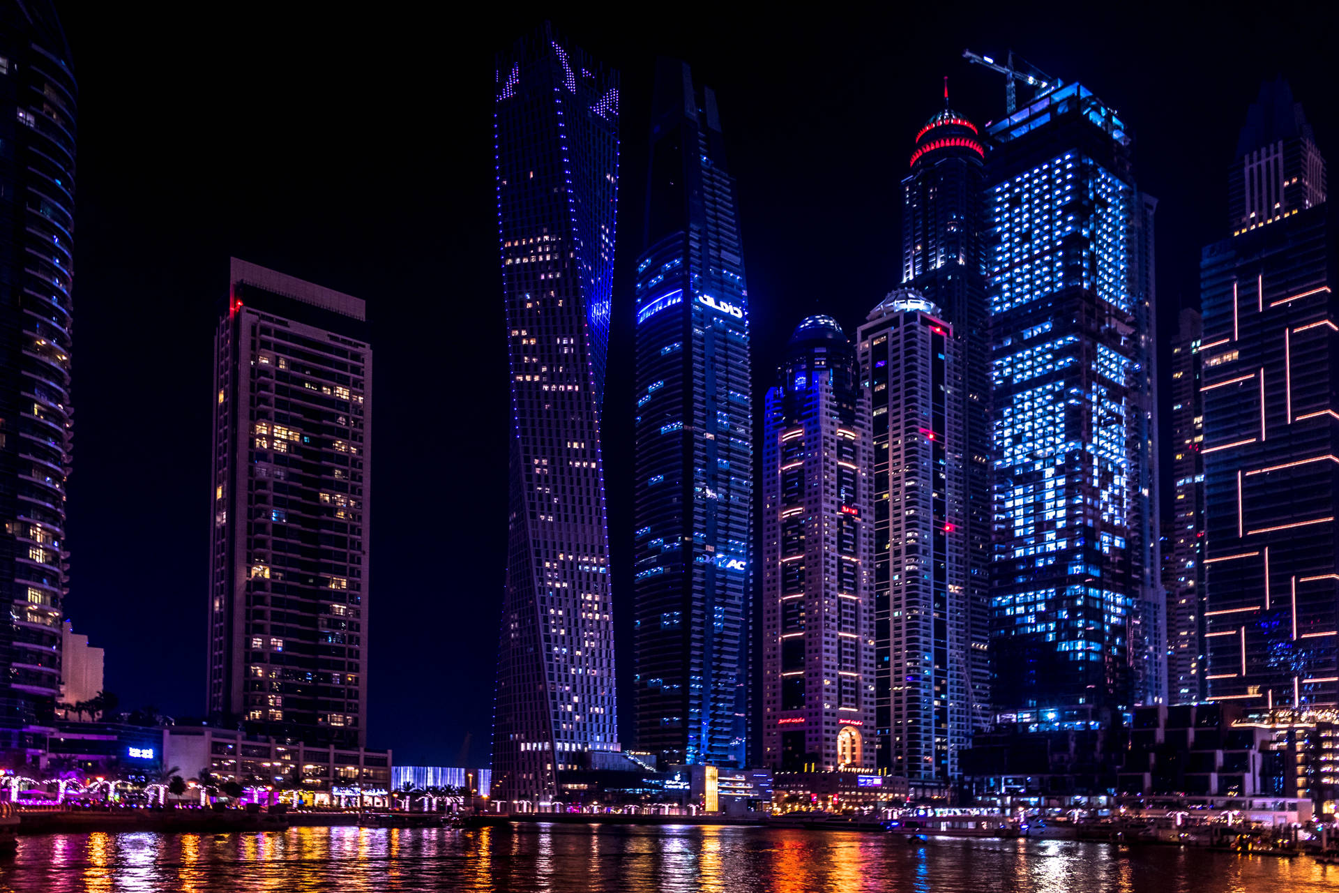 Dubai City At Night Photo Background