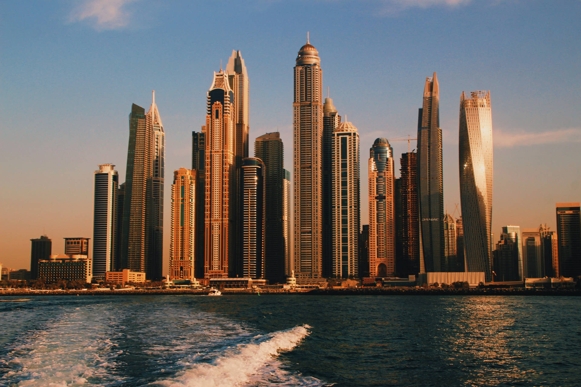 Dubai Golden Skyscrapers Background