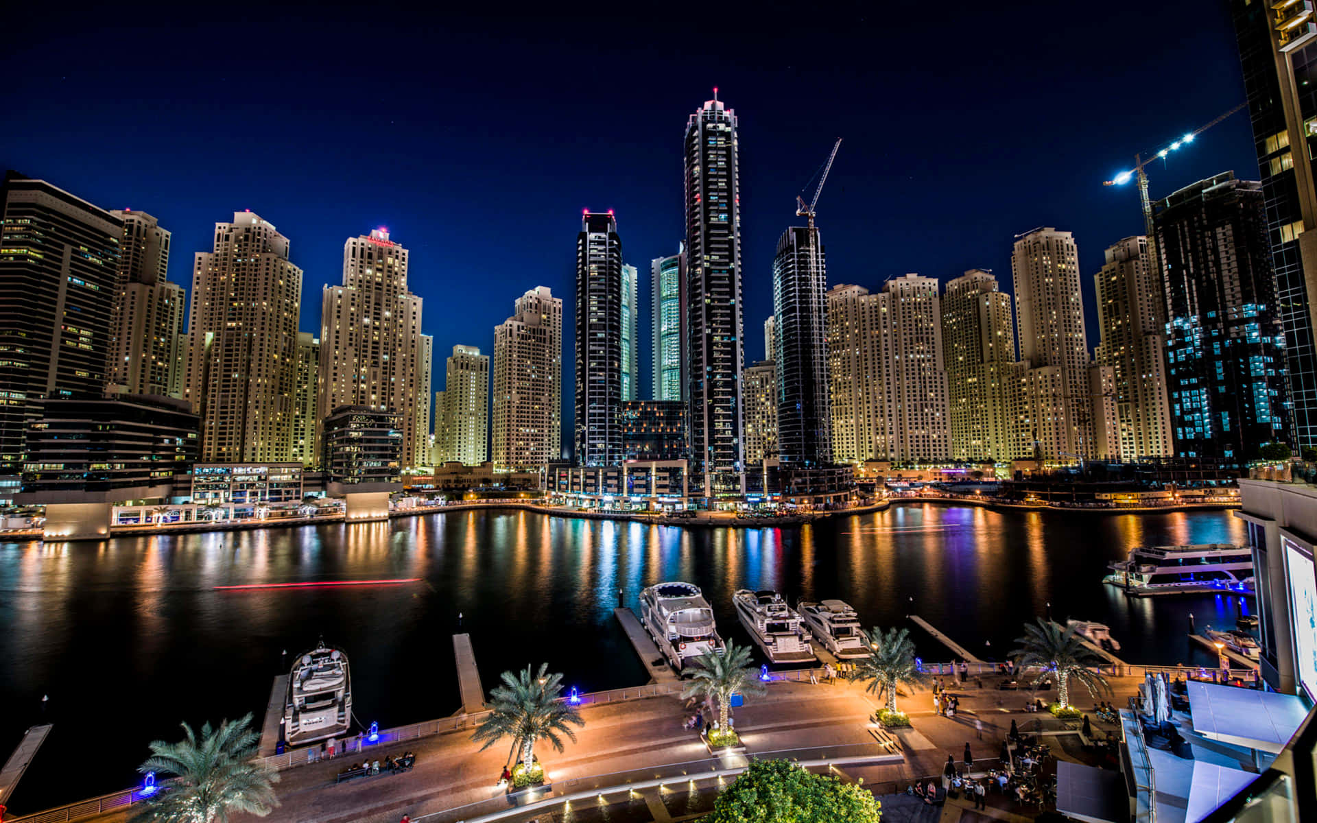 Dubai Marina At Night Background